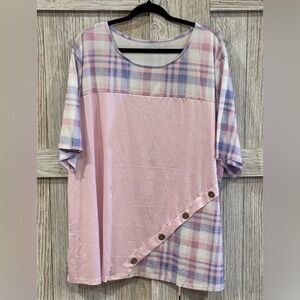 Unbranded Pink Plaid Top sz 4X
